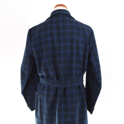 Vintage Schalkragen Robe Größe 52 - blau kariert