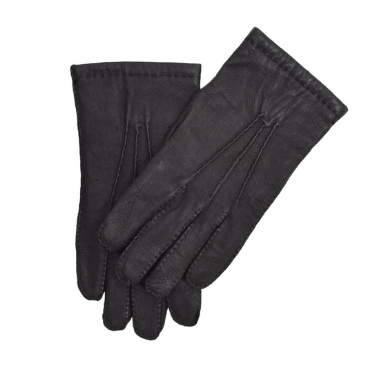 Leather Lined Gloves Size 8.5 - Dark Grey/Black