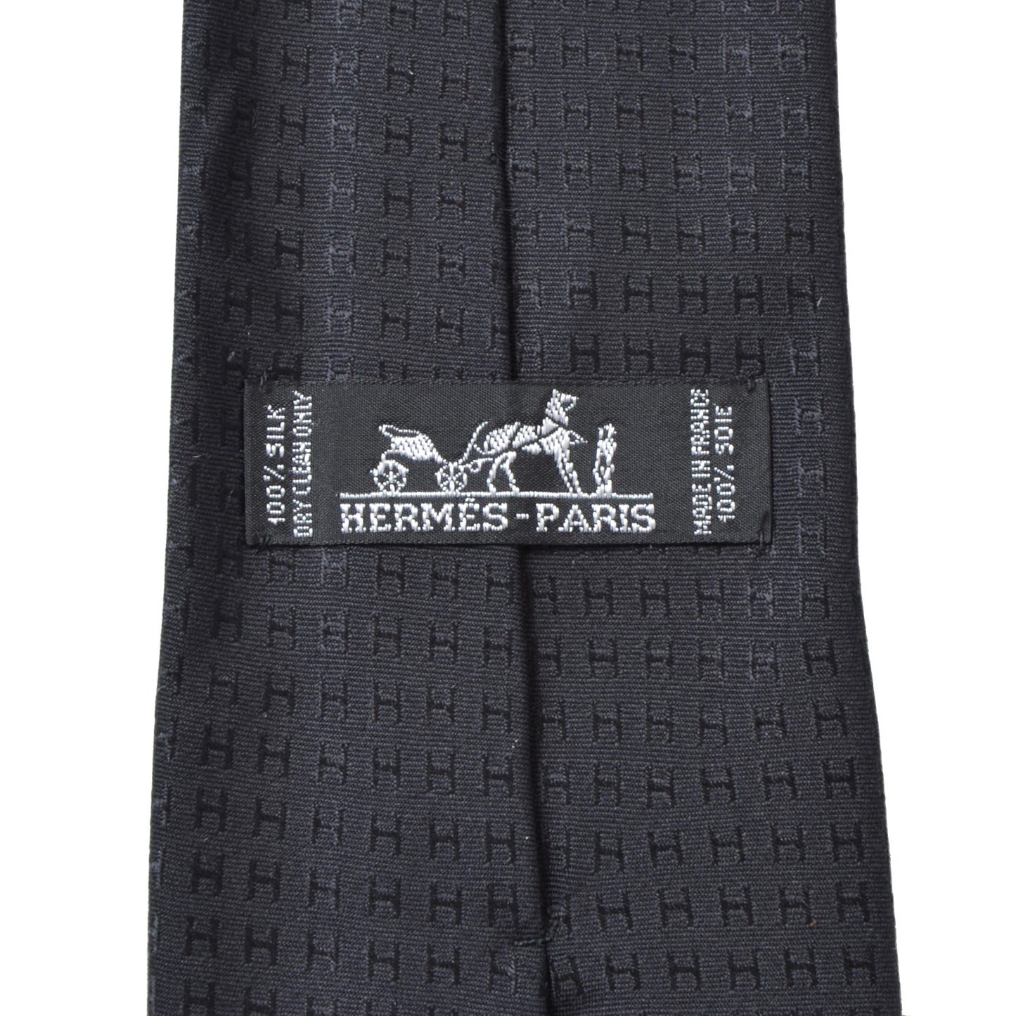 Hermès Paris Silk Tie H Pattern - Black