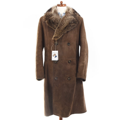Leder Stoichart Double-Breasted Shearling Coat Chest ca. 59cm - Brown