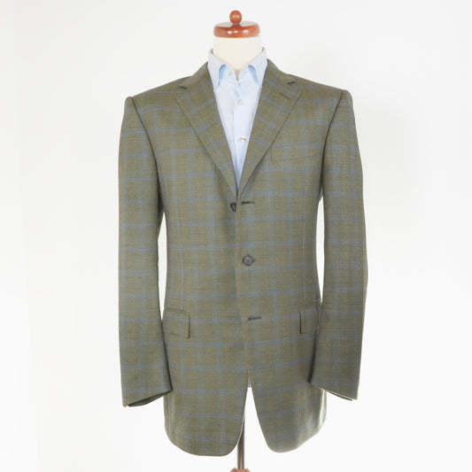 Ermenegildo Zegna Wolljacke Größe 52 L- Green Windowpane