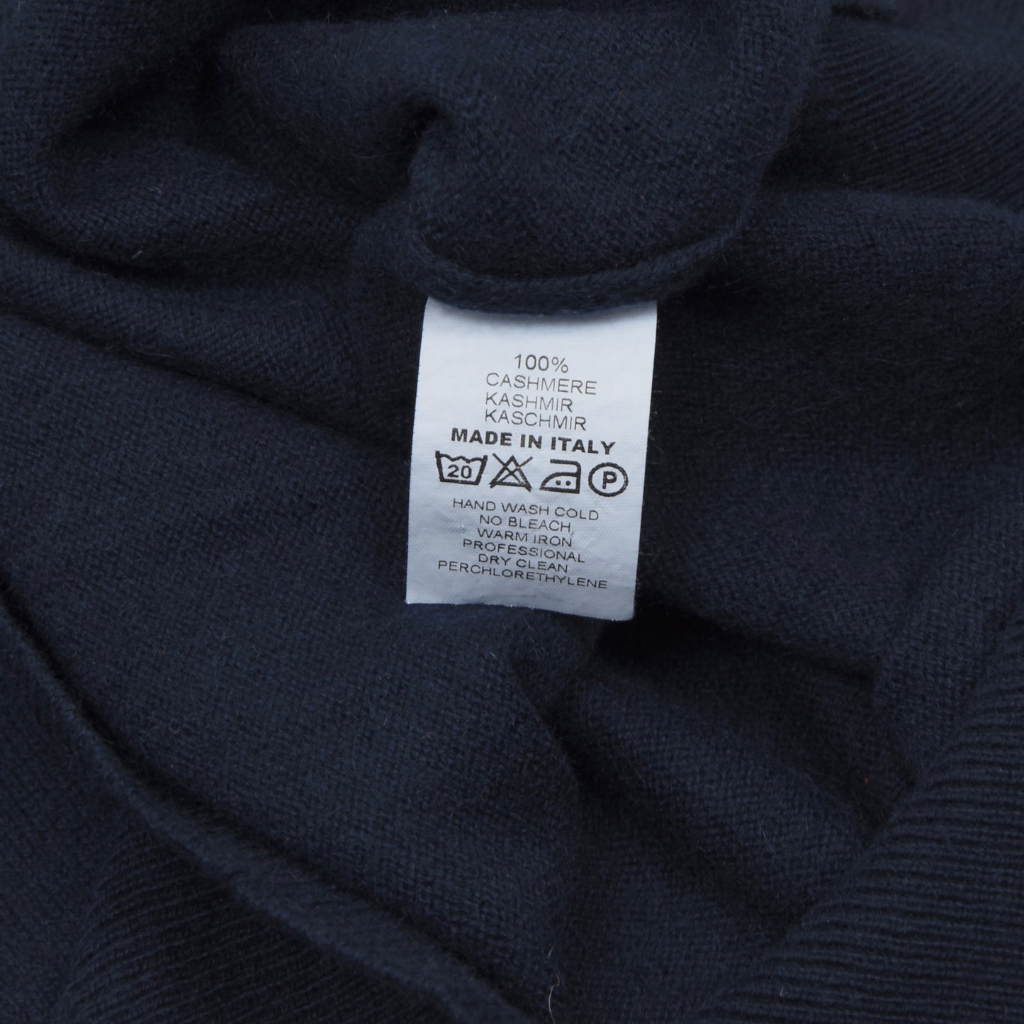 Anonymer Pullover mit V-Ausschnitt aus 100 % Kaschmir Größe 50 - Marineblau