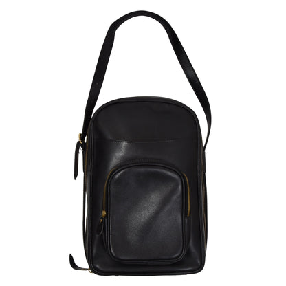 E. Braun & Co. Wien Leather Shoulder Bag - Black