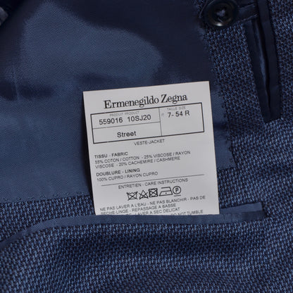 Neue Ermenegildo Zegna Baumwolle/Viskose/Kaschmir Jacke Größe 54 - Blau