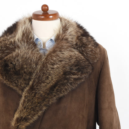 Leder Stoichart Double-Breasted Shearling Coat Chest ca. 59cm - Brown
