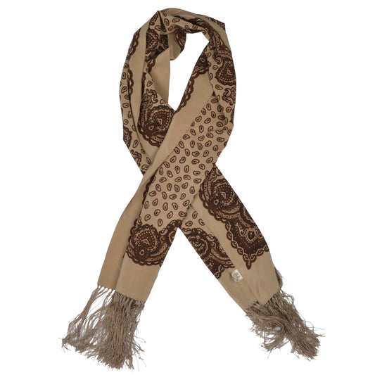 Codello Silk Dress Scarf - Tan & Brown