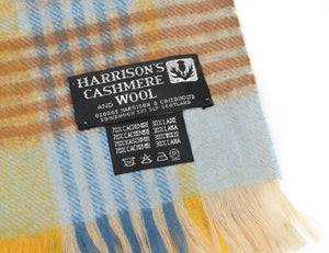 Karierter Schal aus Kaschmir und Wolle von Harrisons - Blau und Gelb