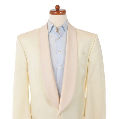 Topas Design 100% Wool Shawl Collared Tuxedo Jacket Size 102 - Cream White