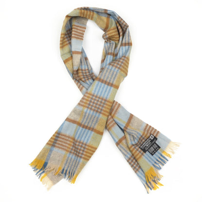 Plaid Cashmere & Wool Scarf by Harrisons - Blue & Yellow