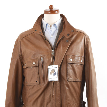 David Moore Leather Jacket Size 54 - Brown