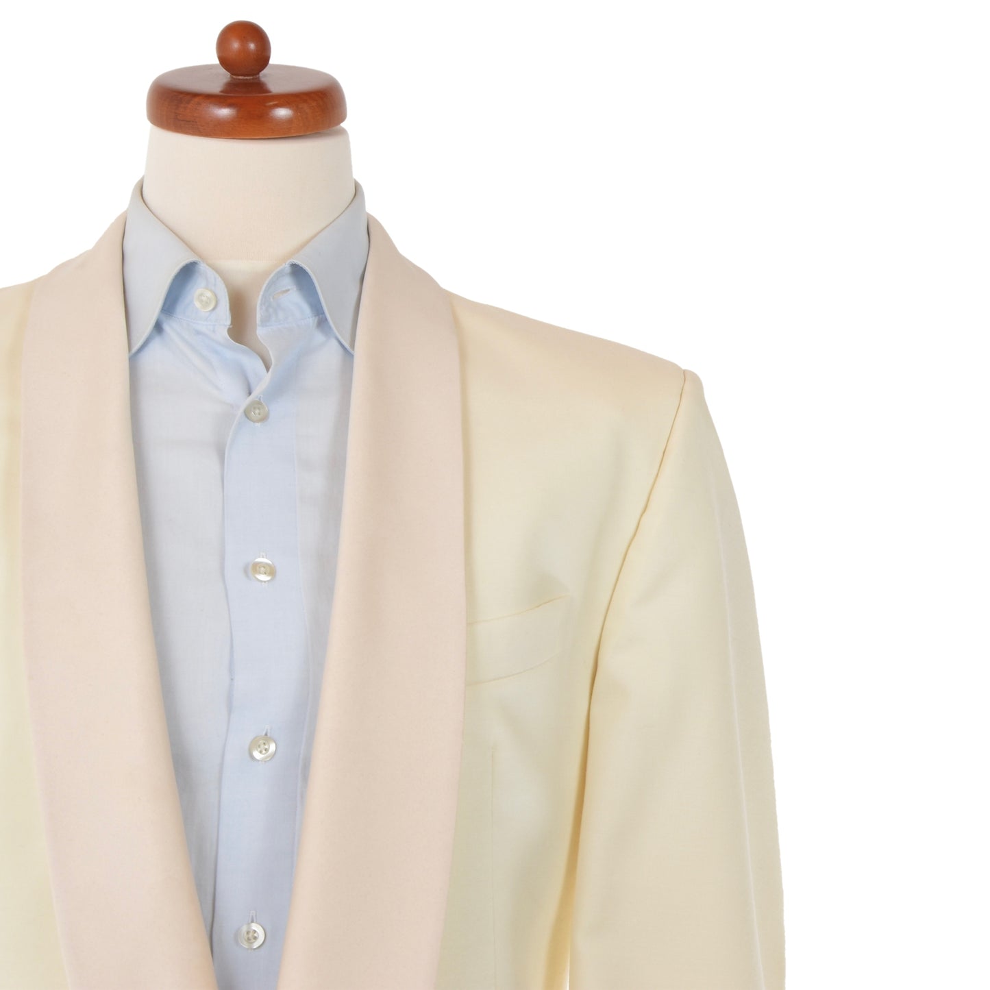 Topas Design 100% Wool Shawl Collared Tuxedo Jacket Size 102 - Cream White