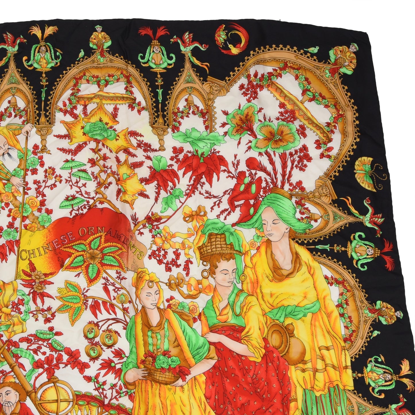 Vintage 1990s Atelier Versace Silk Scarf - Chinese Ornaments