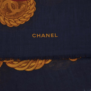 Chanel 136,5 cm Seide/Kaschmir-Schal/Schal - Marineblau