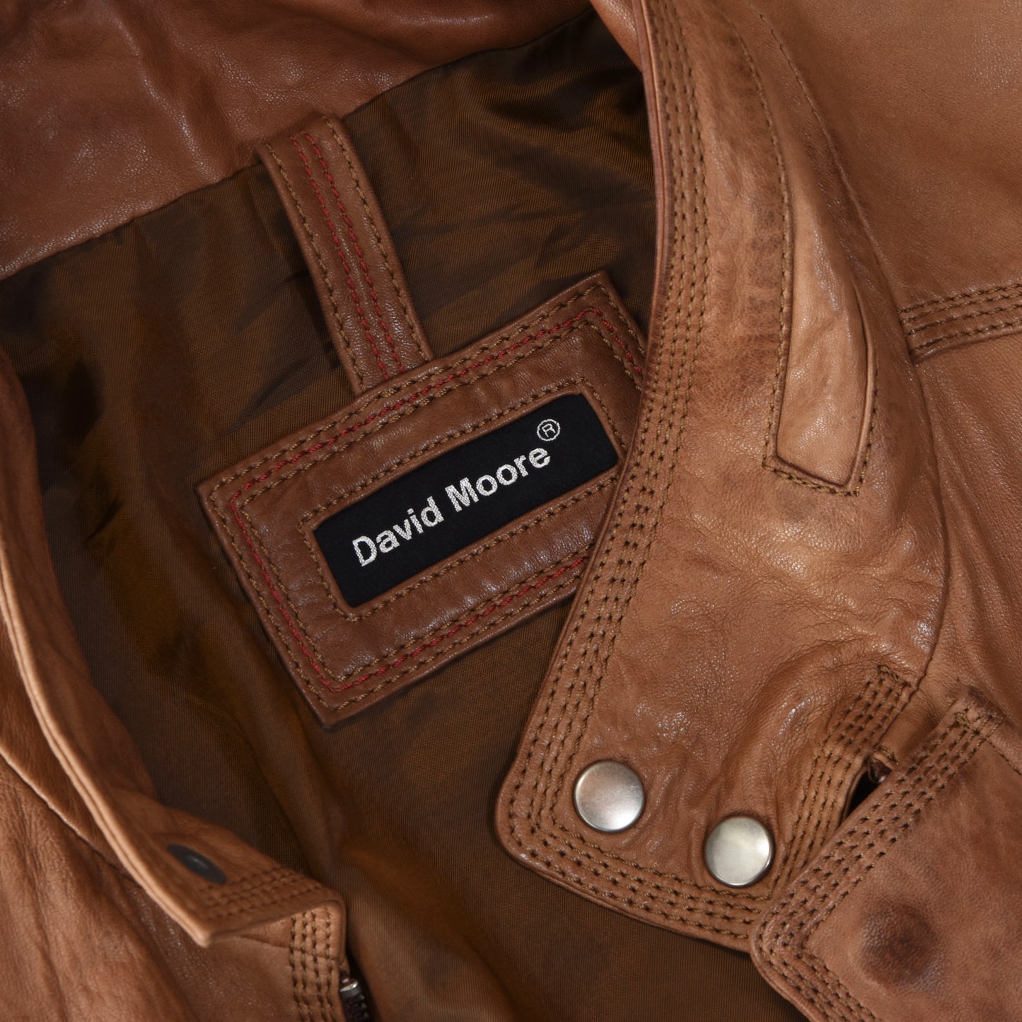 David Moore Leather Jacket Size 54 - Brown