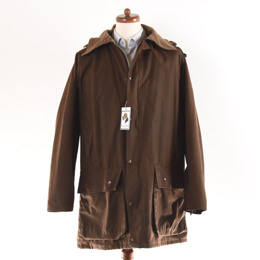 DAKS London Waxed Jacket + Hood Size XXL - Brown