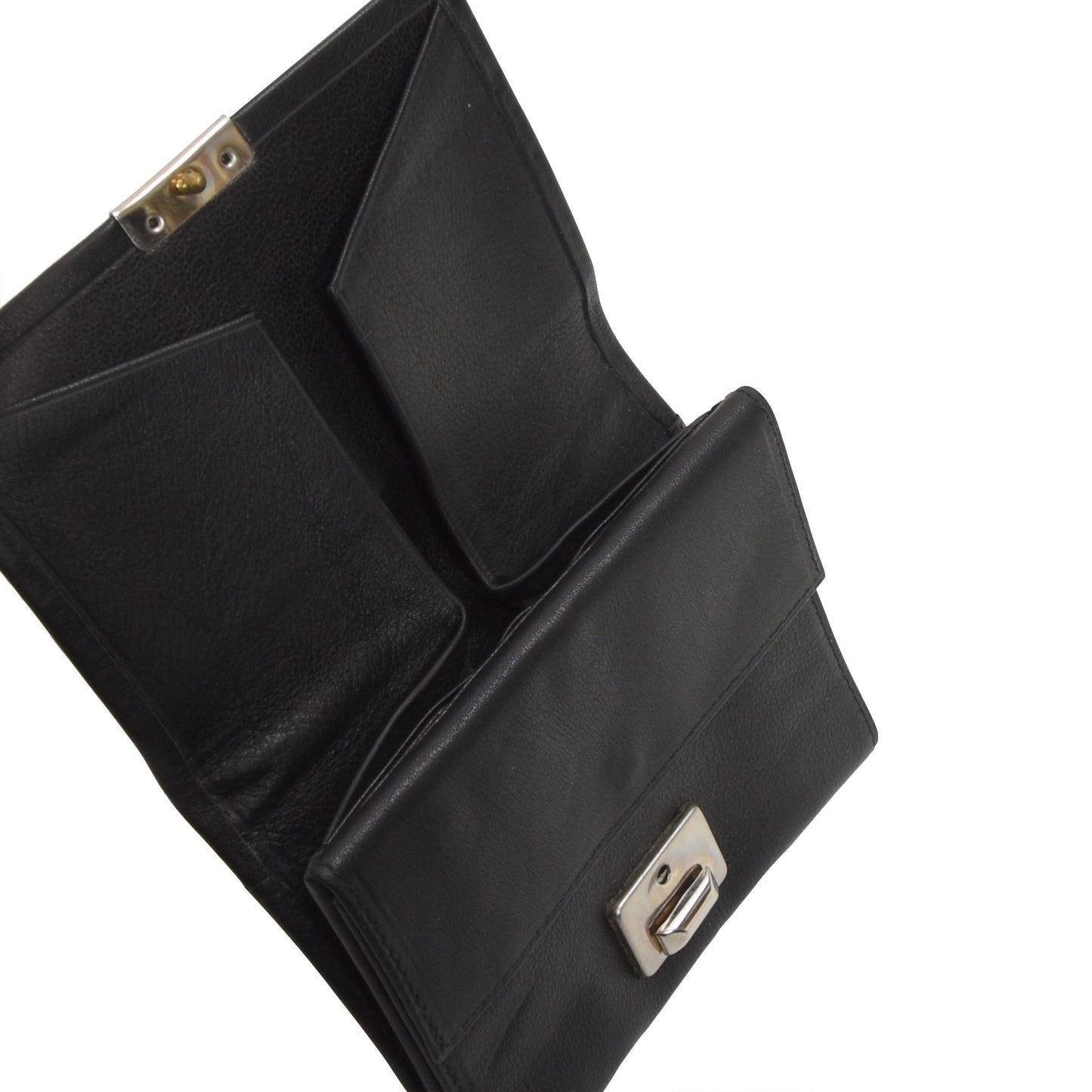 Creation Weiss Buffalo Leather Clasp Wallet - Black