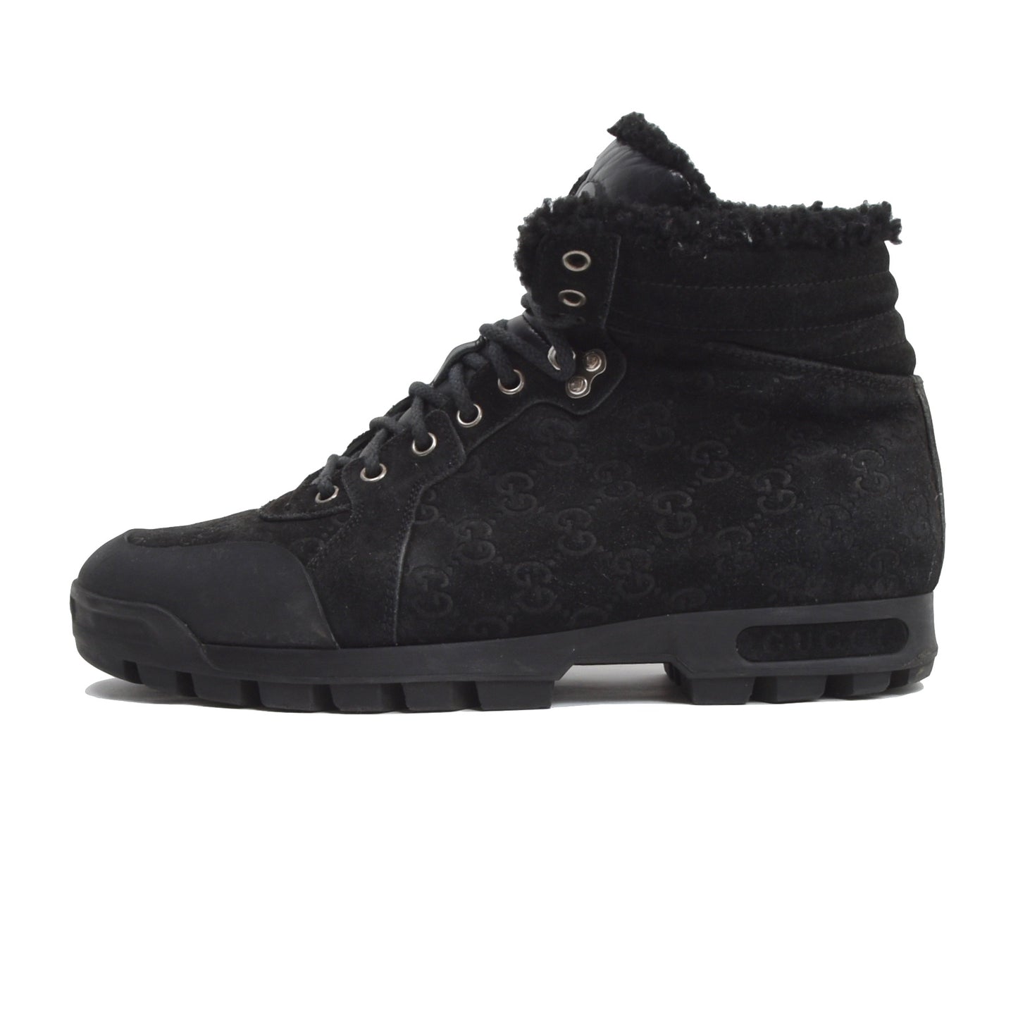 Gucci Nebraska Shearling-Trim Boots Size 9.5G - Black