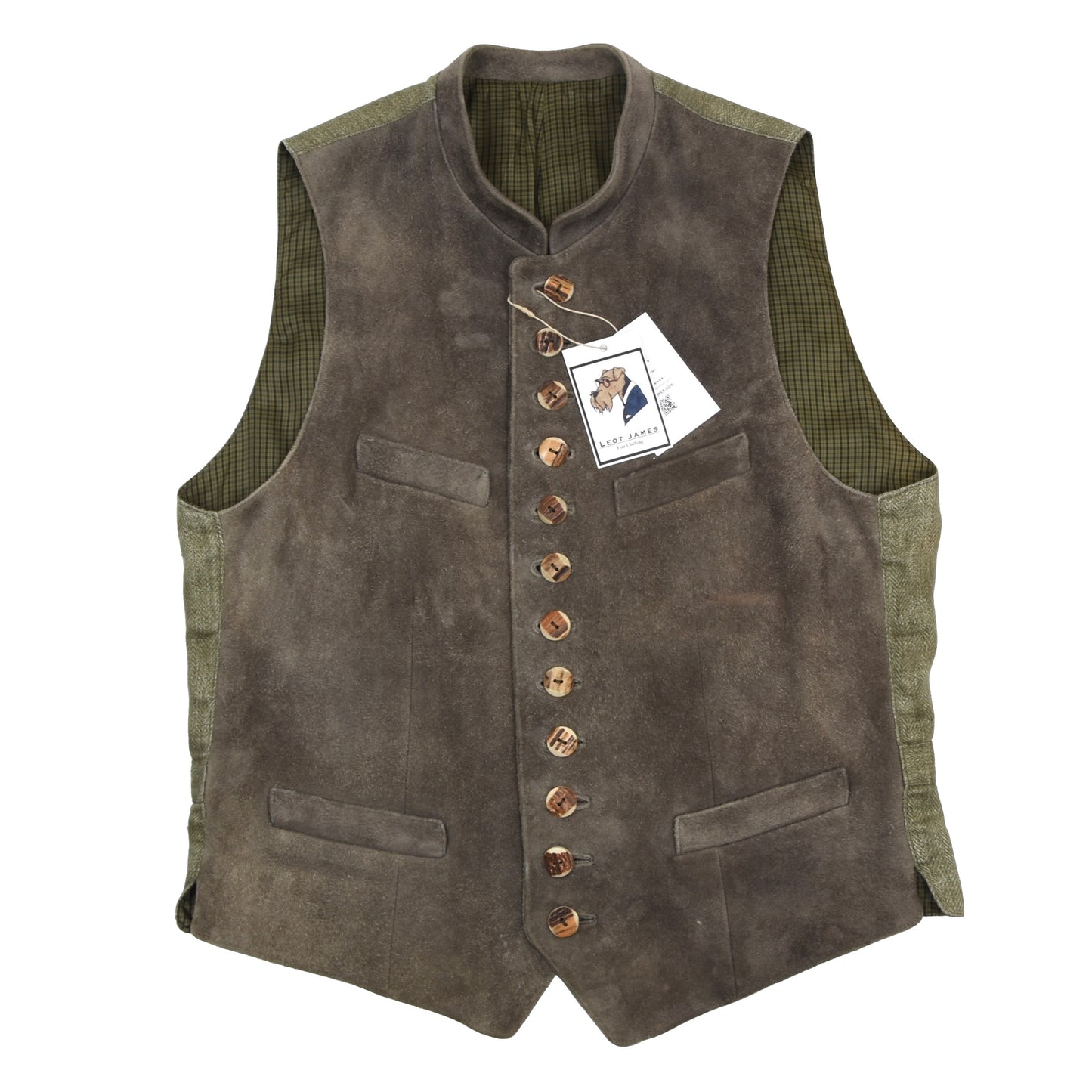 Vintage Suede & Linen Vest/Trachtenweste Size 48