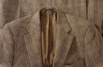 Jacke aus Harris Tweed/Barutti-Wolle, Größe 48/38R – Hellbraune Fensterscheibe
