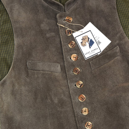 Vintage Suede & Linen Vest/Trachtenweste Size 48