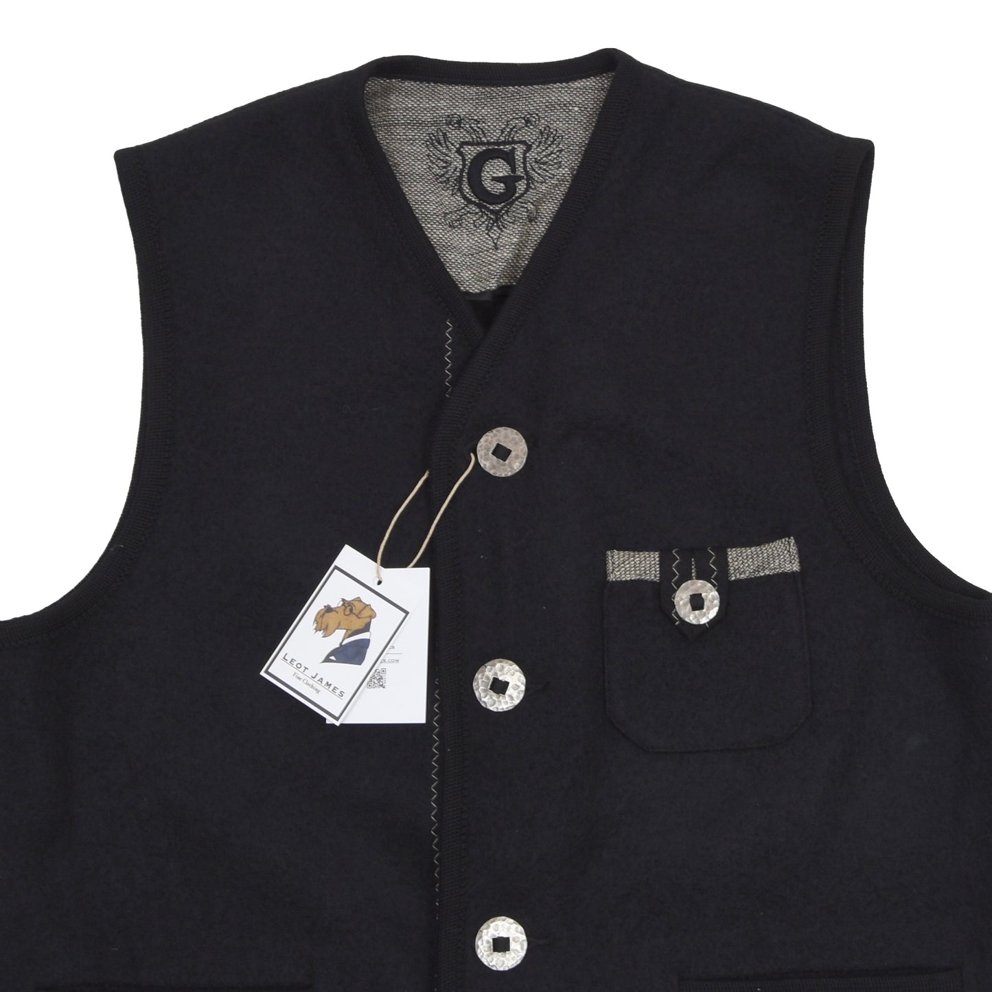 Giesswein Walkwool Sweater Vest/Trachtenweste Size 52 - Black