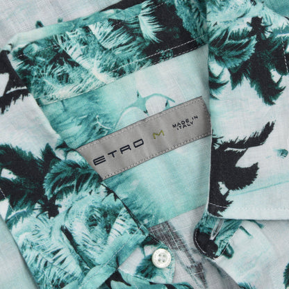 Etro Milano 100% Linen Shirt Size M - Safari Print