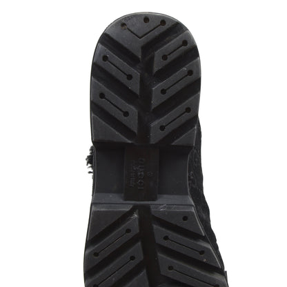 Gucci Nebraska Stiefel mit Lammfellbesatz Größe 9,5 G - Schwarz
