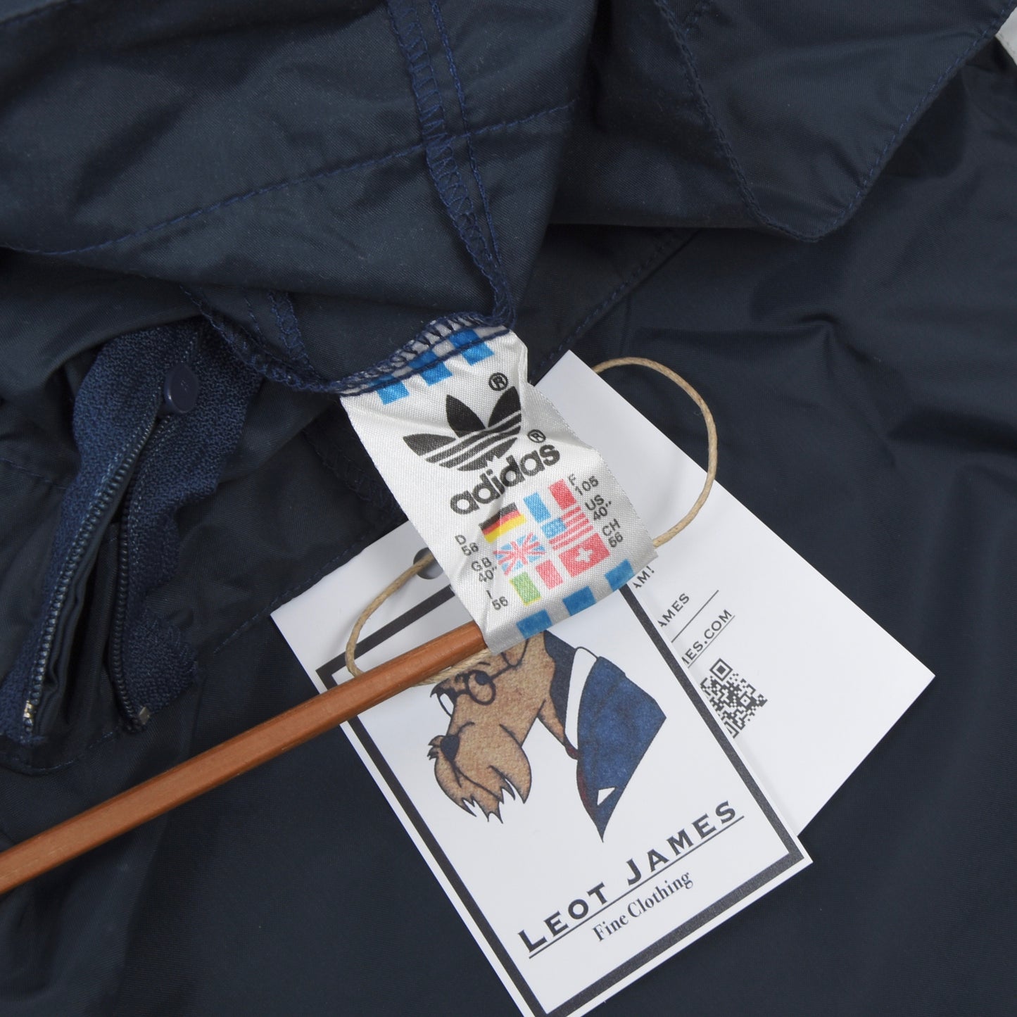 Vintage 80er Jahre Adidas Nylon Regenhose Größe D56 - Marineblau