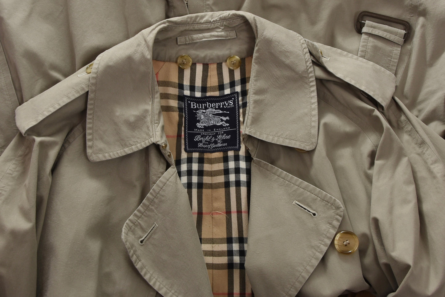 Vintage Burberys Double-Breasted Trench - Grey-Tan