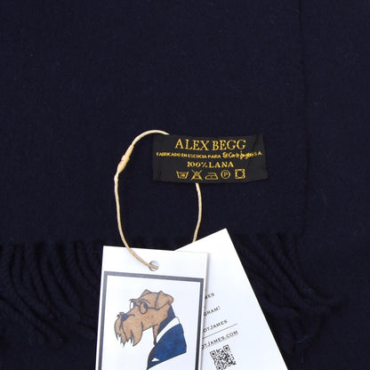 Alex Begg & Co. Scotland 100% Wool Scarf 147cm - Navy Blue