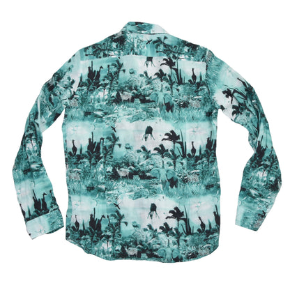 Etro Milano 100% Linen Shirt Size M - Safari Print