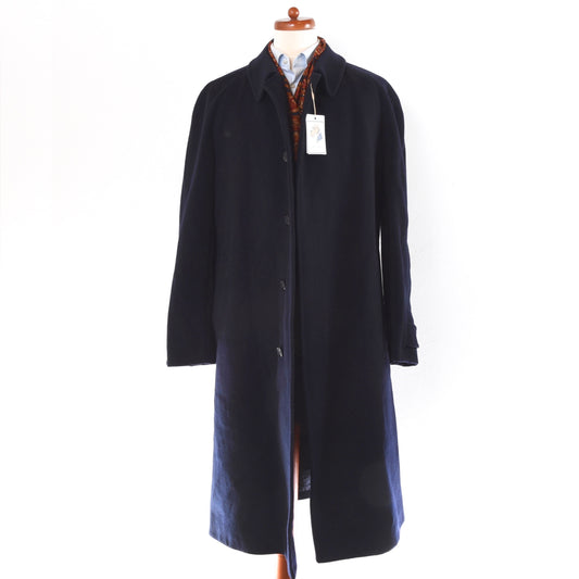 Vintage Aquascutum Wool Overcoat Size 48 Long - Navy Blue