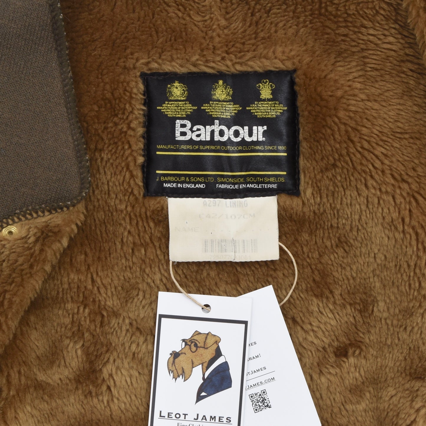 Barbour A297 Acrylic Warm Pile Lining Size C42/107cm - Brown