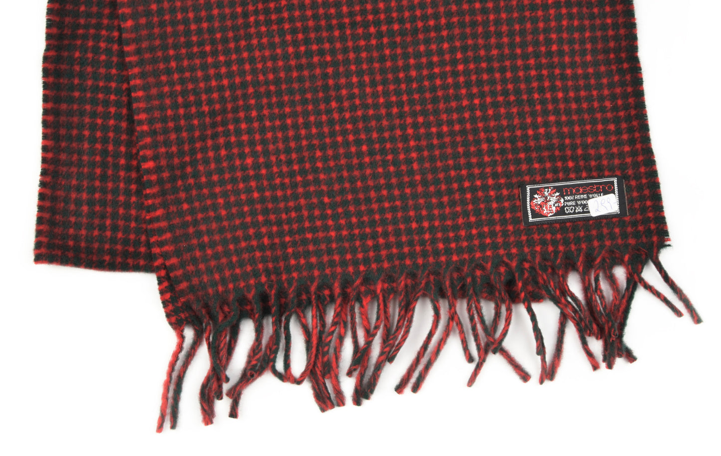 Houdstooth Wool Scarf by Maestro - Green & Red