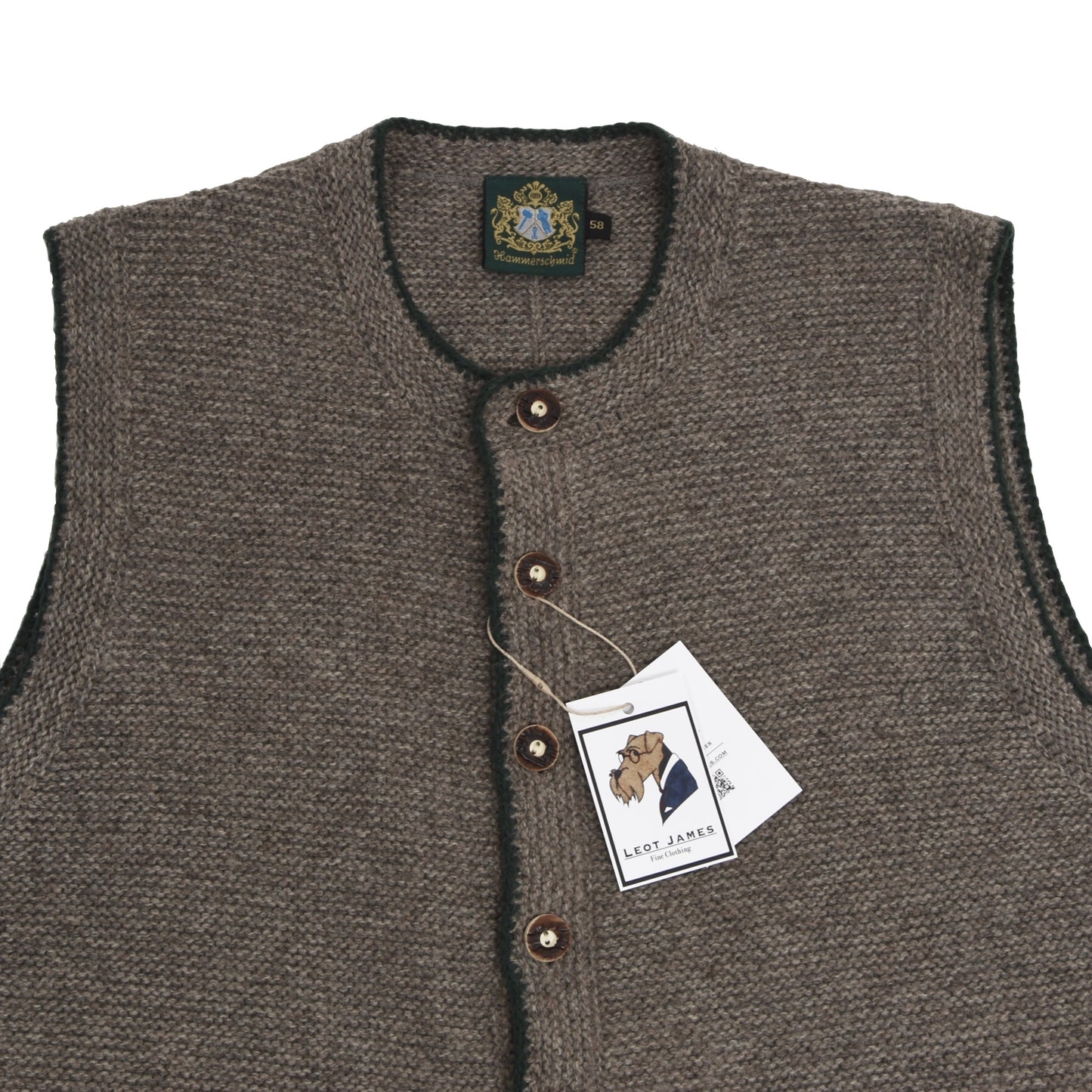 Hammerschmid Wool Sweater Vest/Trachtenweste Size 58 - Brown-Grey