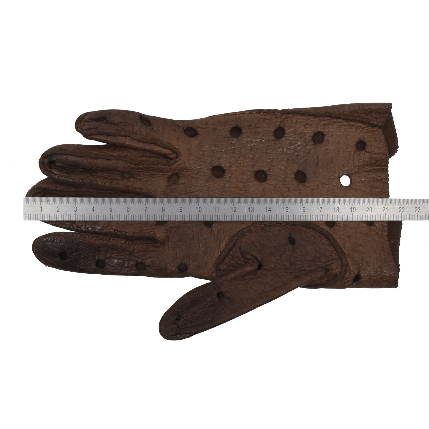 Unlined Peccary Driving Gloves Size 8.5 - Brown