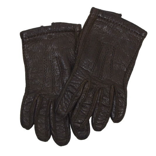 Lined Peccary Driving Gloves ca. 11cm Wide - Dark Brown