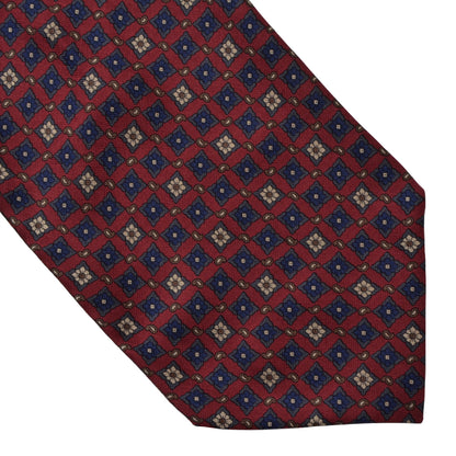 Ascot/Cravatte-Krawatte aus Seide – Bordeauxrot mit Blumenmuster