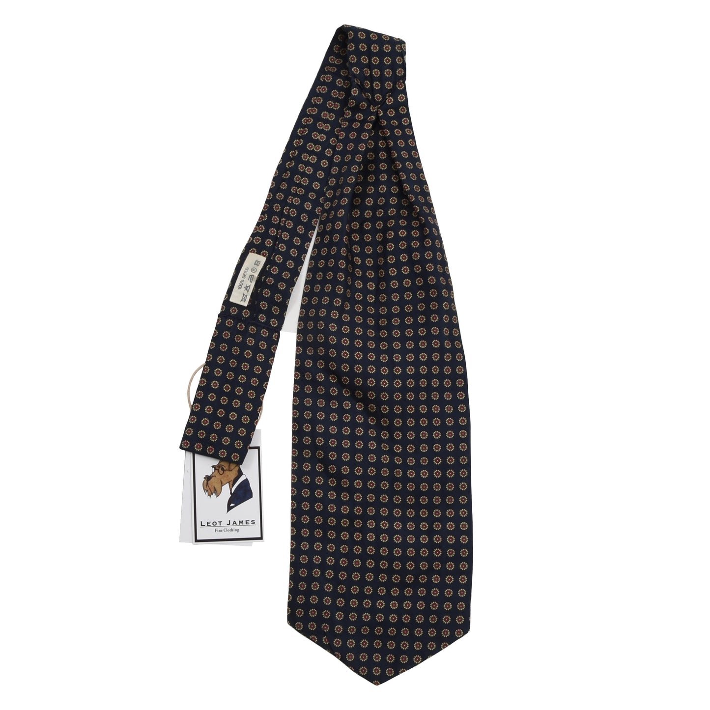 Classic Silk Ascot/Cravatte Tie - Navy Neat