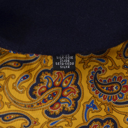 Classic Double-Sided Silk/Wool Dress Scarf - Yellow Paisley/Navy