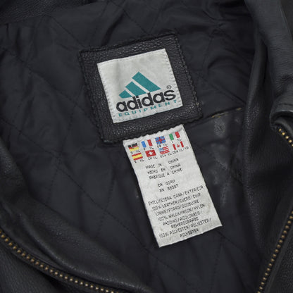Vintage Adidas Ausrüstung Lederjacke Größe XL - schwarz