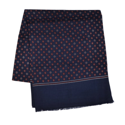 Wool & Silk Dress Scarf - Navy & Red