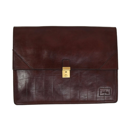 La Mode Style Leather Briefcase/Document Holder - Burgundy-Brown