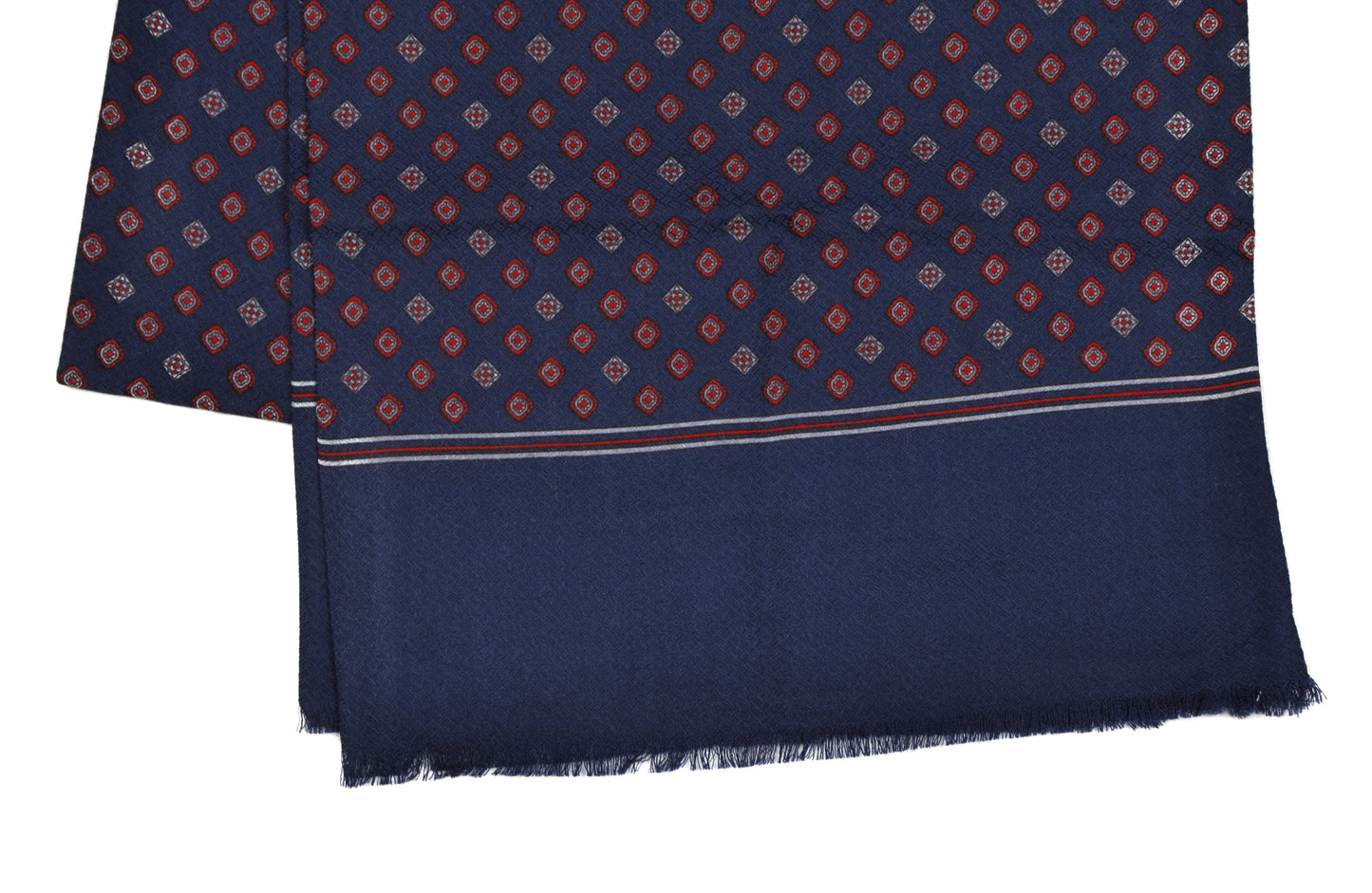 Wool & Silk Dress Scarf - Navy & Red