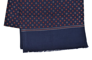 Schal aus Wolle und Seide - Marineblau und Rot