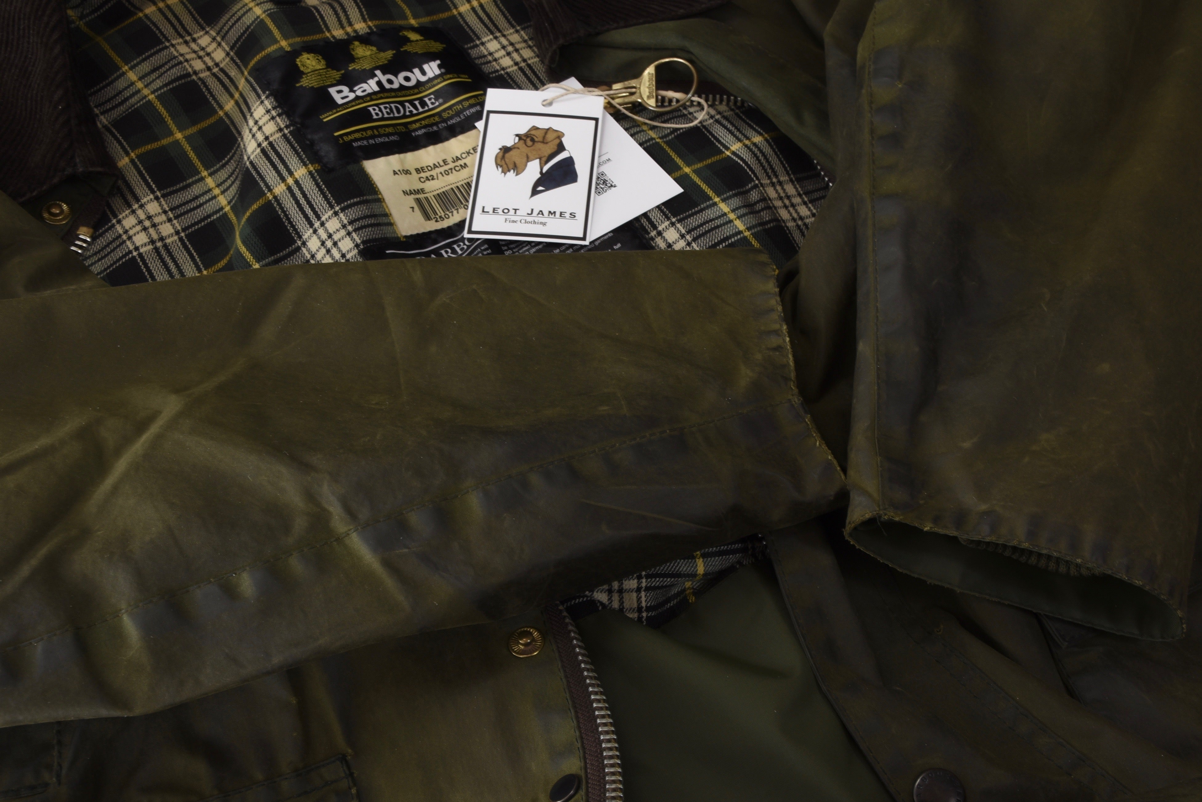Barbour Bedale A100 Waxed Jacket Size C42 107cm Green Leot James