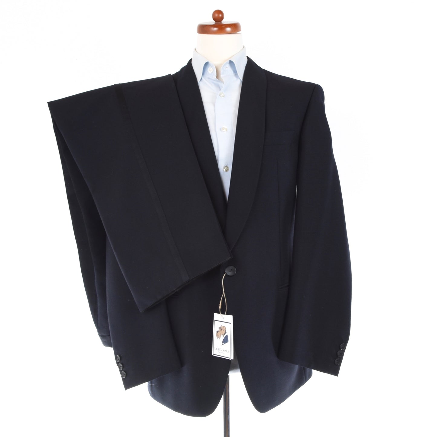 House of Gentlemen Vintage Wool-Mohair Shawl Collar Tuxedo - Navy Blue