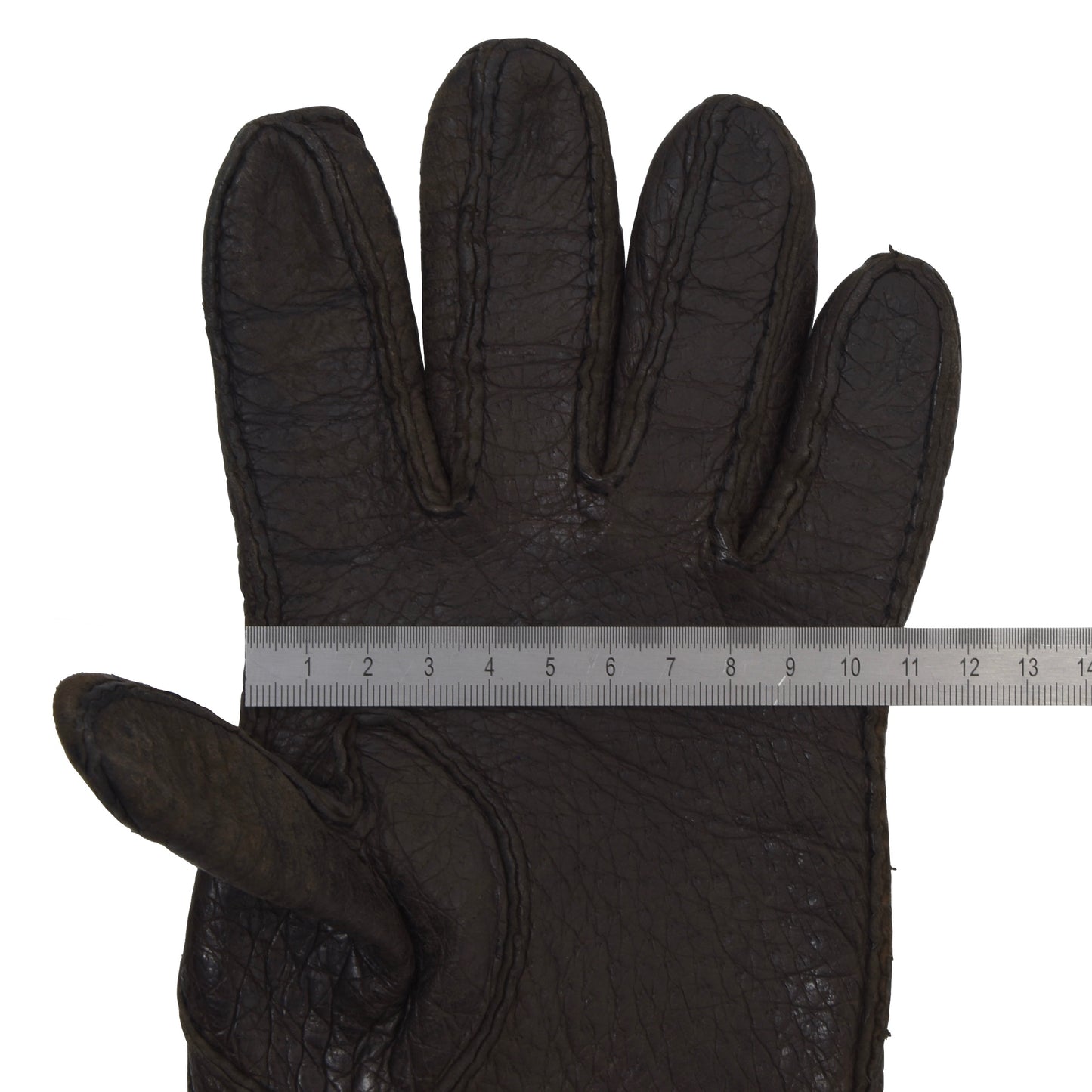Gefütterte Pekari-Fahrerhandschuhe ca. 11 cm breit – dunkelbraun