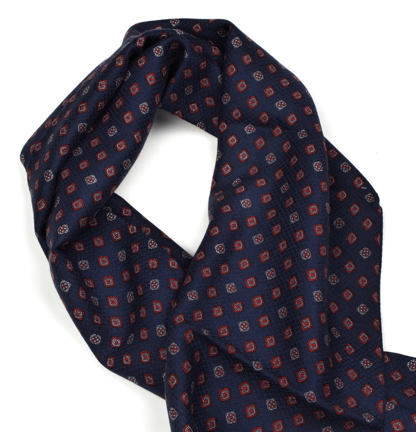 Wool & Silk Dress Scarf - Navy & Red