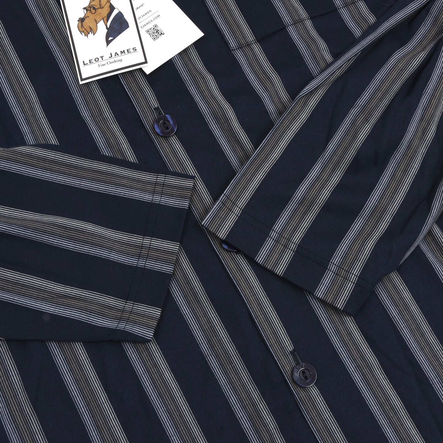 ISA Bodywear Schlafanzug aus merzerisierter Baumwolle Größe L - Navy Stripes